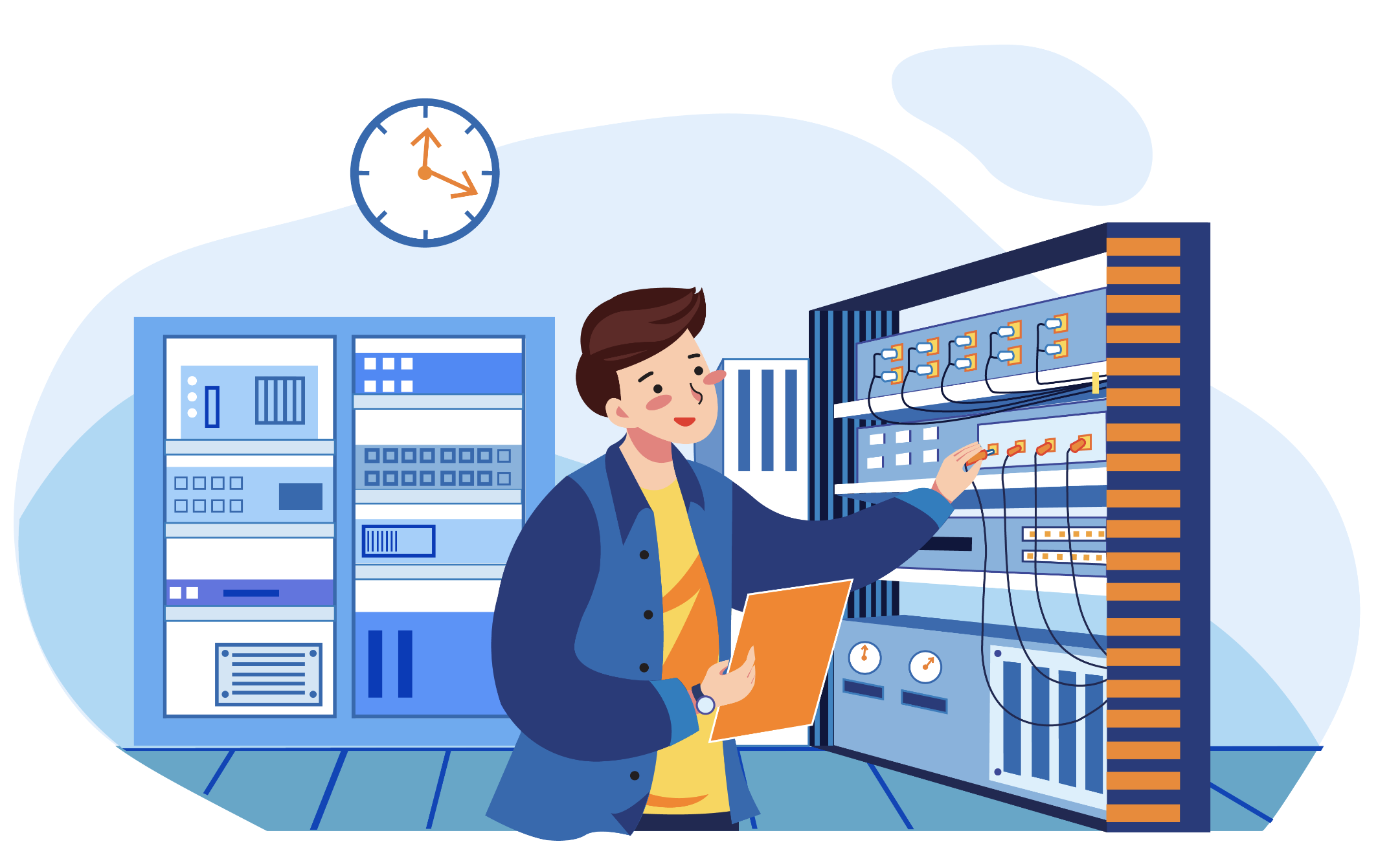 IT professional adjusts servers